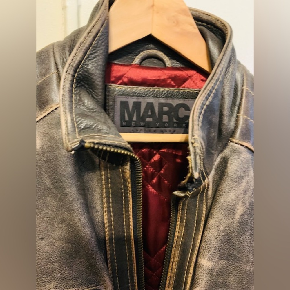 Marc New York Motorcycle Jacket Size M Burnished  Leather: Limited edition $1095 - Picture 2 of 6